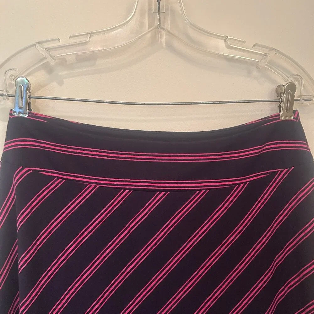 Talbots cotton-blend maxi skirt, pink stripes on navy, sz SP